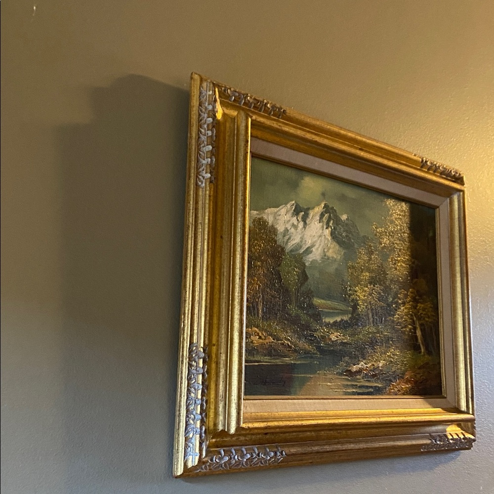 Vintage L. Harding Mountain Landscape Oil on canvas, Signed. - Picture 3 of 7